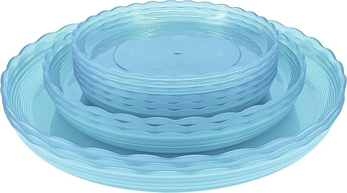 12Pcs Clear Plant Saucer, 6 8 10 Inch Durable Plastic Plant Tray, Round Plant Pot Saucers, Drip Tray for Indoor and Outdoor Garden, Blue Lifecouldbesointeresting
