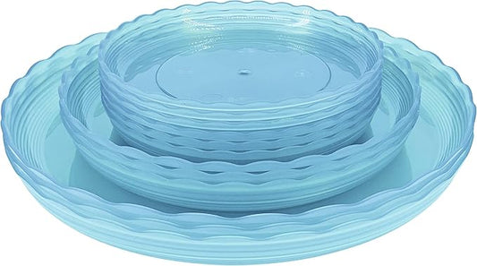 12Pcs Clear Plant Saucer, 6 8 10 Inch Durable Plastic Plant Tray, Round Plant Pot Saucers, Drip Tray for Indoor and Outdoor Garden, Blue Lifecouldbesointeresting