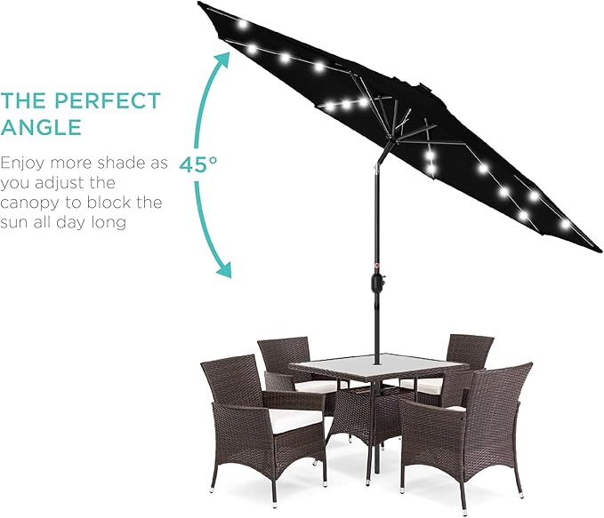 Best Choice Products 10ft Solar Polyester LED Lighted Patio Umbrella w/Tilt Adjustment and UV-Resistant Fabric BestChoiceProducts