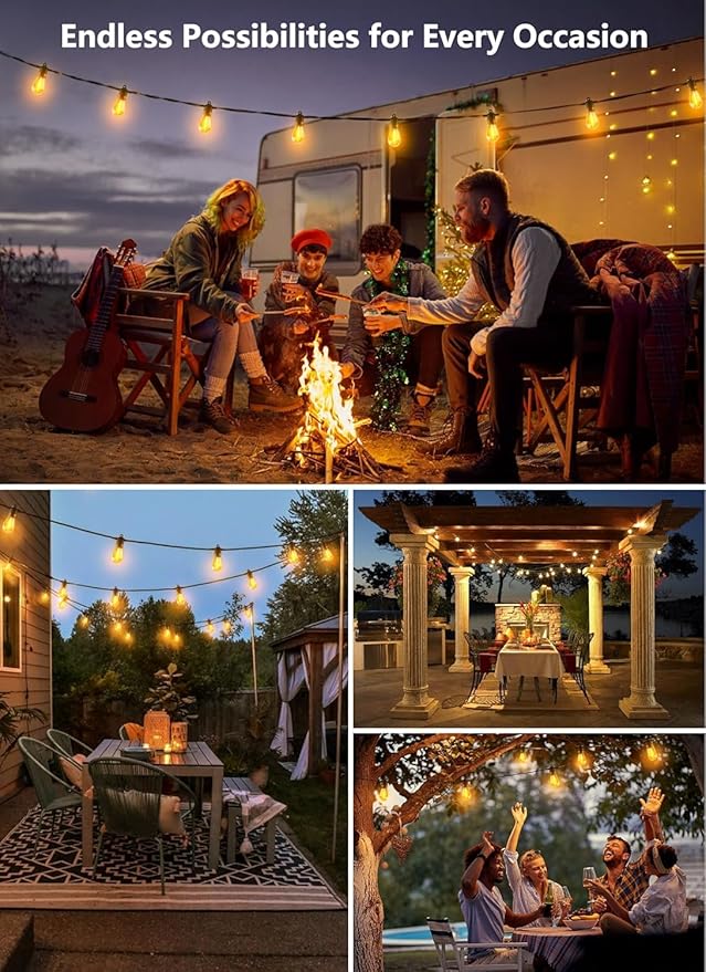 Brightown Outdoor String Lights 35FT with 10+1 Shatterproof Edison Bulbs, Waterproof Hanging Patio Lights Outside for Backyard Deck Garden Party Xmas Decor, 2700K Brightown