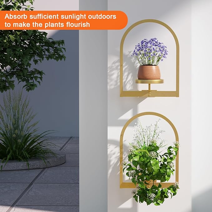 Wall Plant Holder, Wall Planter for Indoor Plants, Window Plant shelves for Multiple Plants Indoor Outdoor, Framed Plant Holder for Home Decor (3 Pack) Flenpptly