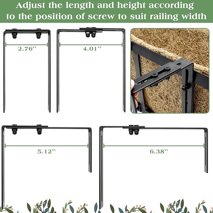 ZeeDix 3 Pack Metal Window Box for Railings, 24 Inch Over Railing Planter Boxes with Coco Liners, Hanging Flower Box Planters for Outdoor Fence Deck Porch Balcony & Patio ZeeDix