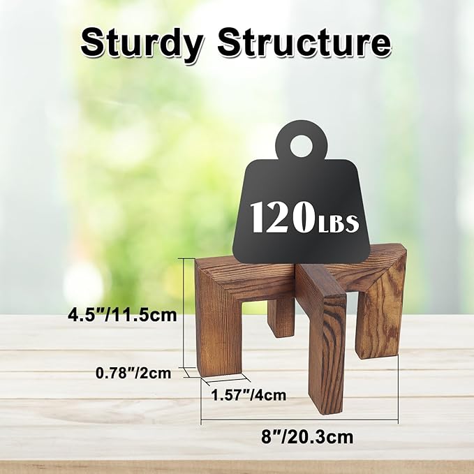 Plant Stand, Indoor/Outdoor Wood Plant Holder, Single Flower Pot Stand, Sturdy Planter Stands (Walnut, Fit 5-9 Inch Pots) Vigordream