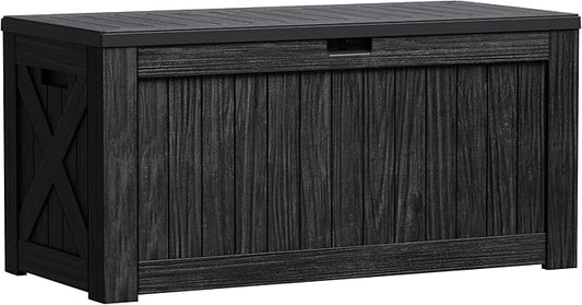 Greesum Outdoor Storage Box 120 Gallon Storage Bin with Lid for Patio Furniture, Garden Tools, Pool Supplies, Lockable, Waterproof and UV Resistant, Black BuynowfromGreesum