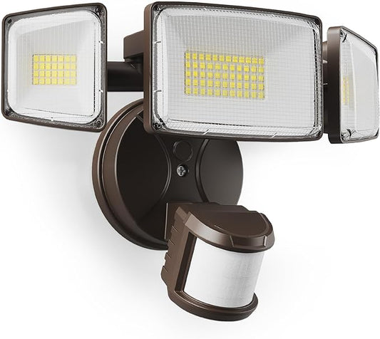 Onforu 100W LED Motion Sensor Outdoor Lights, Dusk to Dawn Flood Light Outdoor Motion Sensor, Hardwired Security Lights Floodlights Outside 11000LM 6500K Daylight IP65 Waterproof (Brown) Onforu