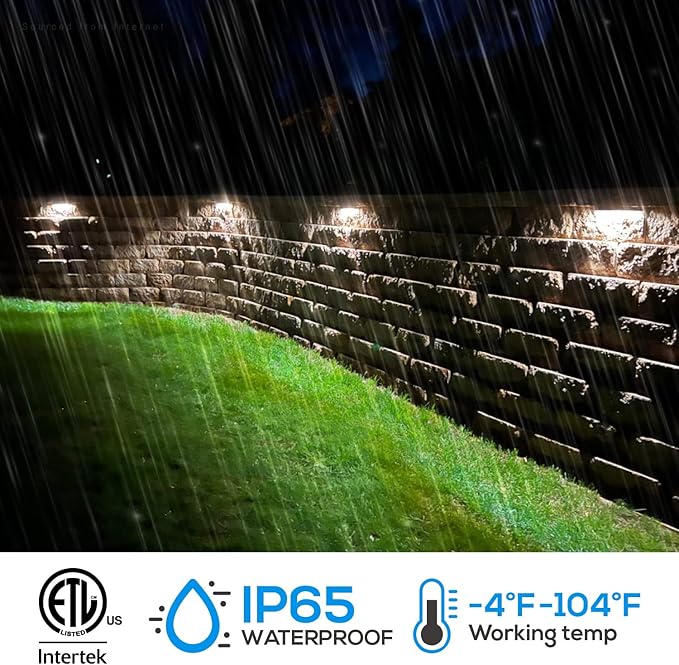 LEONLITE 8-Pack Premium Series 5CCT 12 Inch Hardscape Lighting Low Voltage LED Swivel, 2200K/2700K/3000K/4000K/5000K Selectable, Retaining Wall Light, 12V Paver Light, 7W Outdoor Step Light, ETL LEONLITE
