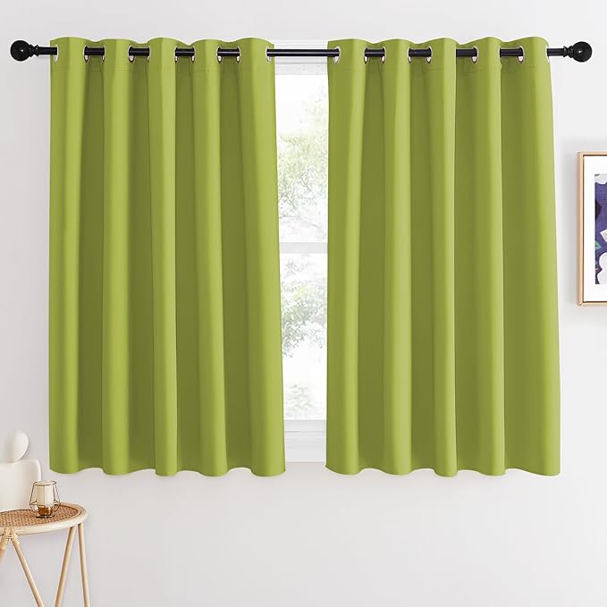 NICETOWN Blackout Curtains 54 Inches Long, Thermal Insulated Room Darkening Curtains for Bedroom, Window Treatment Drapes for Living Room Nursery (W66 x L54 Inch, Fresh Green, 1 Panel) NICETOWN