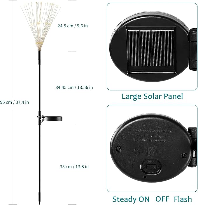 JJGoo Solar Firework Lights, 2 Pack 180 LEDs 2 Lighting Modes Solar Lights Outdoor Waterproof for Garden Patio Walkway Pathway Party Wedding Christmas Decorative - Warm White JJGoo