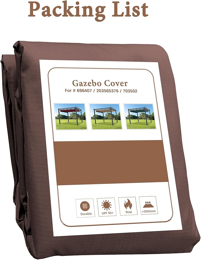 SCOCANOPY Replacement Cover Compatible with Home Depot Hampton Bay Pergola # GFM00467F,GFM00469A,(Brown) SCOCANOPY