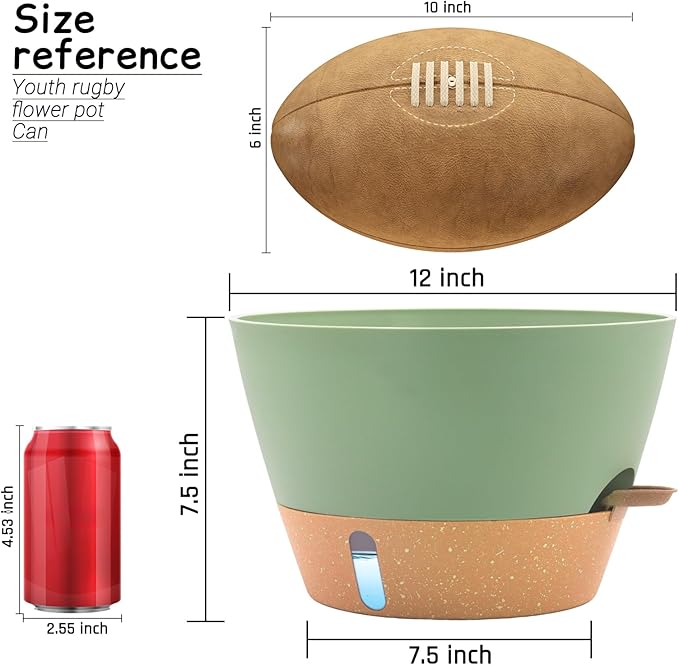 12-Inch Self Watering Planters with Drainage Holes, Large Flower Pots for Indoor Outdoor Plants, Garden Pots Green 2 Pack FIASON