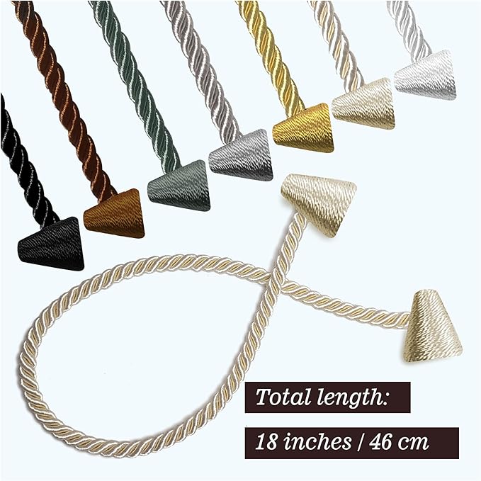Hion Magnetic Curtain Tiebacks White 2pcs, Curtain Tiebacks Buckles Holdbacks Holders Hooks Clip for Home Bedroom Office Decorative Curtain Hion