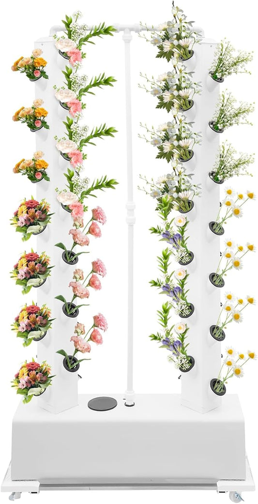 Hydroponic Growing System Kit, 56-Plant Hydroponic Tower Indoor Herb Garden Vertical Planter Germination Kit with Intelligent Water Circulation & Timer Function, Grower Harvest Fresh Herbs Vegetables Rootora