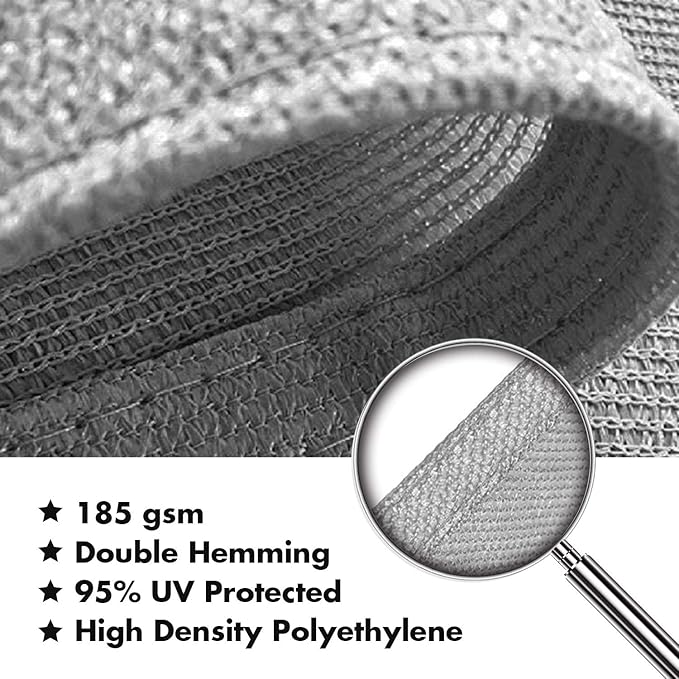 KANAGAWA Sun Shade Sail 16'x16' Gray Rectangle UV Block Canopy Cover for Patio Backyard Lawn Garden Outdoor Activities KANAGAWA