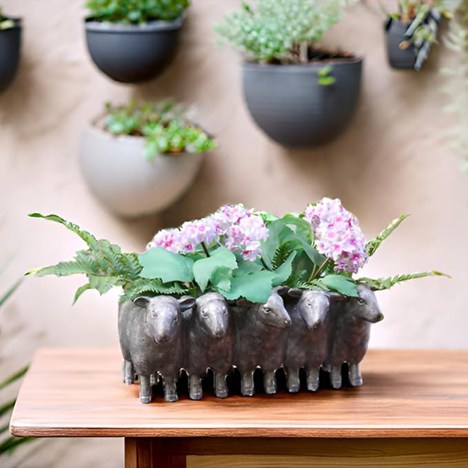 Newman House Studio Resin Sheep Planter Succulent Pot - Creative Animal Garden Pots for Home Garden Office Desktop Decoration 13 * 7.2 * 5.5 Inch NewmanHouseStudioLLC