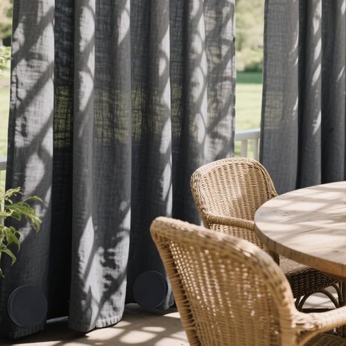 2LB Heavy Duty Outdoor Curtain Weights, Strong Magnetic Gazebo Curtain Weights, Rubber Covered Waterproof Drapery Weight, Prevent Curtain Liner from Blowing Around, Black, 4 Pairs LEVOSHUA
