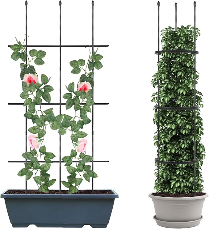 2 Pack Garden Trellis, 2 in 1 Plant Cages & Supports for Vines Crop, Potted/Climbing Plants Indoor Outdoor, Plant Stake for Flower, Vegetable, Tomato, Pot Trellis XINGRUYU