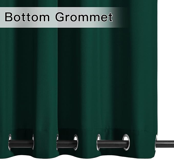 NICETOWN Canvas Outdoor Curtains for Patio Waterproof 108" Long, 2 Panels Top and Bottom Grommet Thermal Insulated Privacy Drapes for Outdoor Gazebo, Dark Green, 55" Wide Per Panel NICETOWN