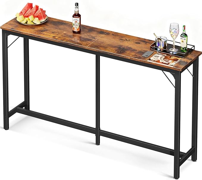 ODK 71 Inch Bar Table, Bar Height Pub Table, Counter Height Bar Table, Rectangular High Top Kitchen & Dining Counter Tables with Sturdy Legs & Easy-to-Clean Top, Vintage Brown ODK
