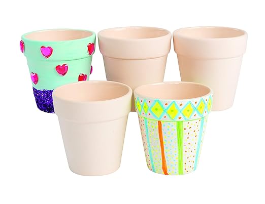 Ceramic Flowerpots, Set of 12, Kids Crafts, Crafts for Children, Flowers & Herb Garden for Kids, Ideal Mothers Day or Fathers Day Gift, Birthday or Holiday, Personalize & Individually Decorate Colorations