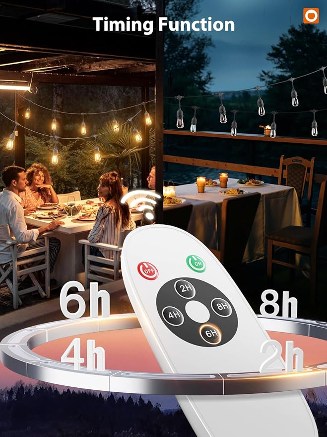 addlon Outdoor String Lights Timer Control, 48FT LED Patio Light with Edison Vintage Shatterproof Bulbs and Commercial Grade Weatherproof Strand - ETL Listed Heavy-Duty Decorative Lighting addlon