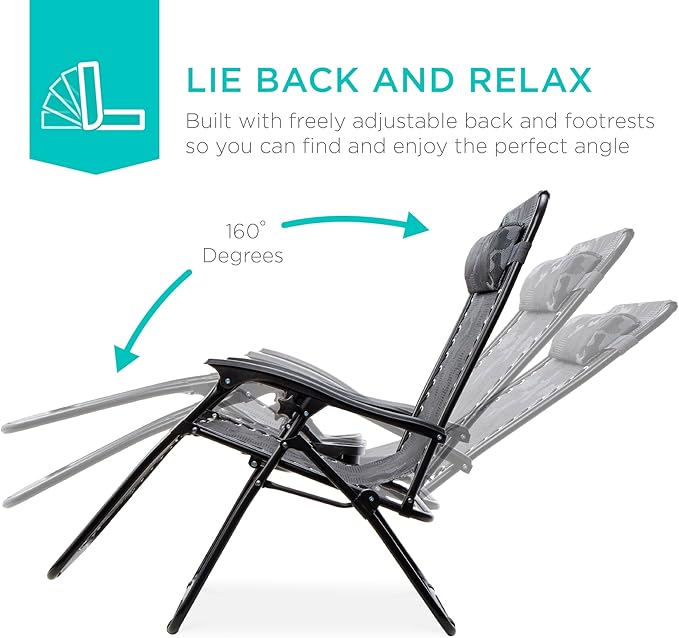 Best Choice Products Set of 2 Adjustable Steel Mesh Zero Gravity Lounge Chair Recliners w/Pillows and Cup Holder Trays - Camoflage BestChoiceProducts