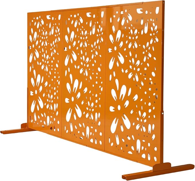 Oakland Living 6 ft. X 4 ft. Orange Freestanding Metal Privacy Screen Room Divider Oakland+Living