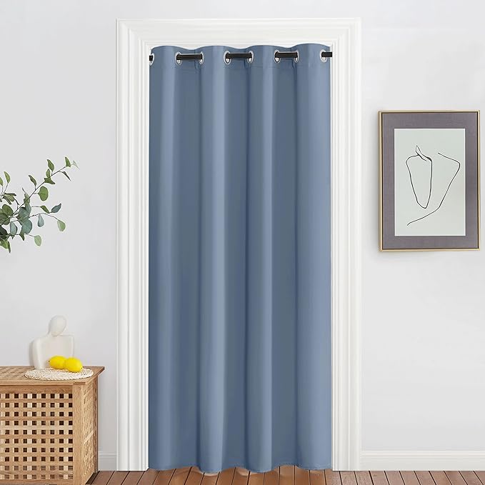 NICETOWN Stone Blue Blackout Bedroom Curtain 78 inch Length - Grommet Privacy Window Treatment Light Blocking Sound Reducing Thermal Drape for Living Room (1 Panel, W52 x L78) NICETOWN