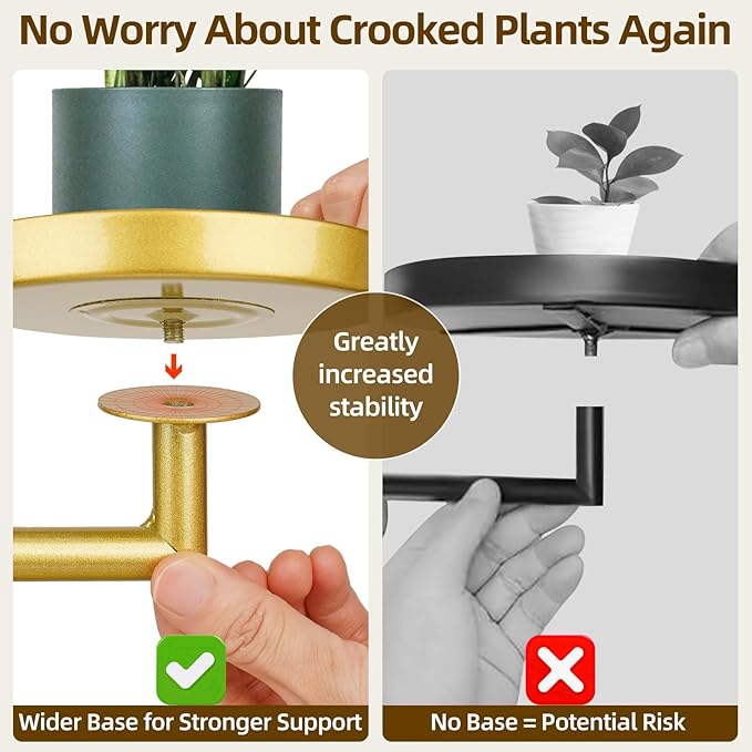 Rotating Window Plant Shelves with Adjustable Knobs, 3 Tiers Metal Wall Shelf for Plants Indoor, Sturdy Hanging Plant Holder, Window Wall Decor & Gardening Gifts (Golden) Rootora