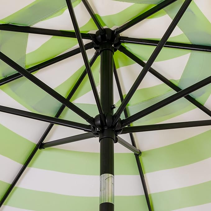 Sunnyglade 9' Patio Umbrella Outdoor Table Umbrella with 8 Sturdy Ribs (Grass Green and White) Sunnyglade
