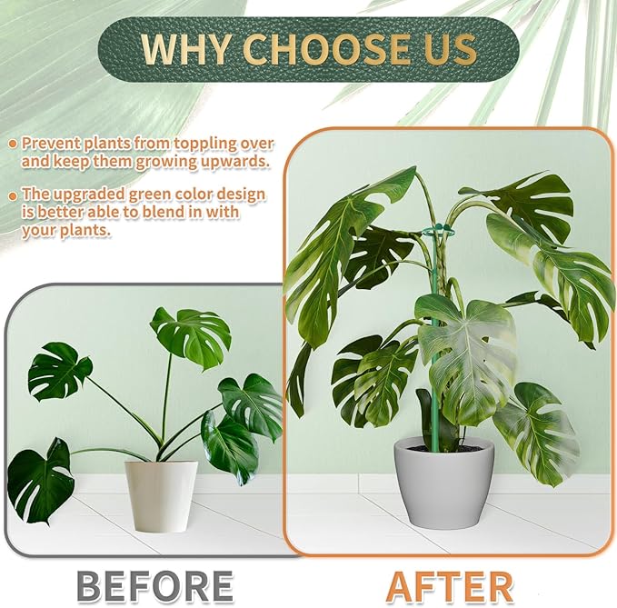 Telescoping Plant Stakes,3Pcs 17.9In to 42.3In Adjustable Monstera Plant Support Orchid Sticks with Clips, Plant Sticks Support Tall for Monstera,Orchids,Tomatoes,Vines & Indoor Outdoor Plants Stroller