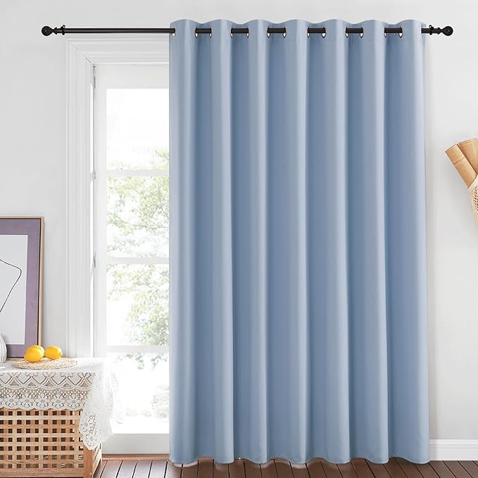 NICETOWN Blackout Vintage Blue Bedroom Curtain 84 inches Long, Grommet Thermal Insulated Room Divider Drape Solid Window Treatment for Sliding Door/Living Room, W100 x L84, 1 Panel NICETOWN