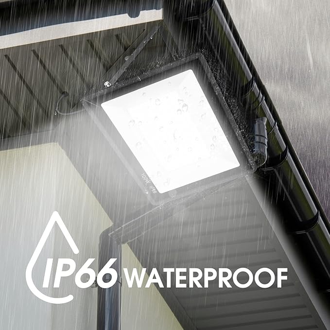 4 Pack 100W LED Flood Light,Super Bright Exterior Security Lights With Plug,IP66 Waterproof Outdoor Flood Light, 11600lm 5000K Daylight White Floodlight for Yard, Garden,Basketball Court, Arena YANYCN