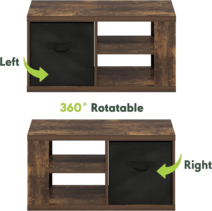 Furinno Viola Coffee Table, 3-Tier Modern Coffee Table with 1.2 Thick Tabletop, Side Table with Open Shelf and Storage Bin, for Living Room, Bedroom, Home Office, Amber Pine Furinno-FitsYourSpaceFitsYourBudget