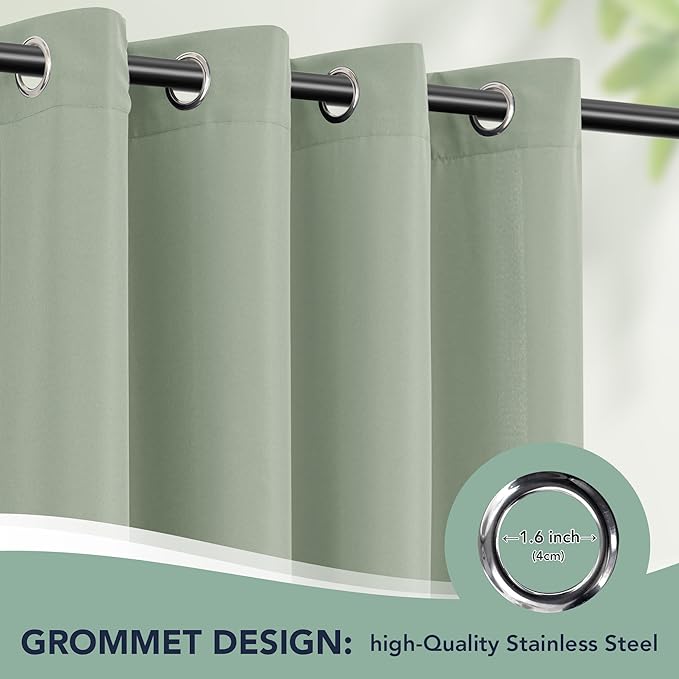 Outdoor Curtains for Patio Waterproof - 6 Panels Privacy Weatherproof Outside Curtains with Grommets for Pergola, Gazebo, Porch, Cabana, Balcony, 54 x 108 Inch, Sage Green RichSets