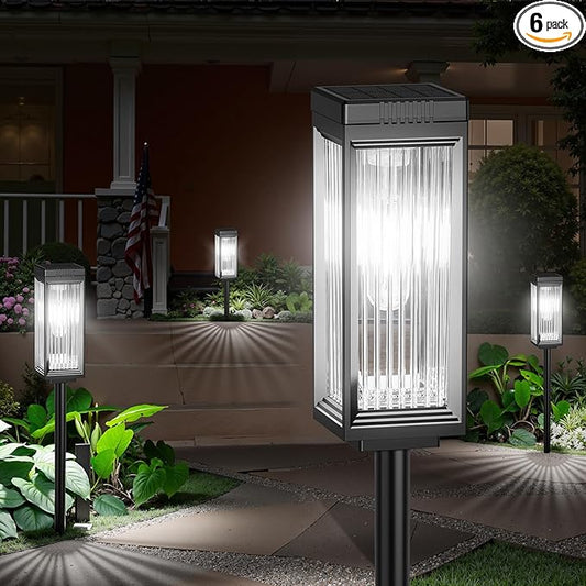 Solar Pathway Lights Outdoor, 6 Pack Upgraded Solar Lights Outdoor Waterproof, Bright Up to 15 Hrs Auto On/Off Garden Light for Yard Patio Lawn Path Walkway Driveway Outside Decor(Cool White) ELECLINK