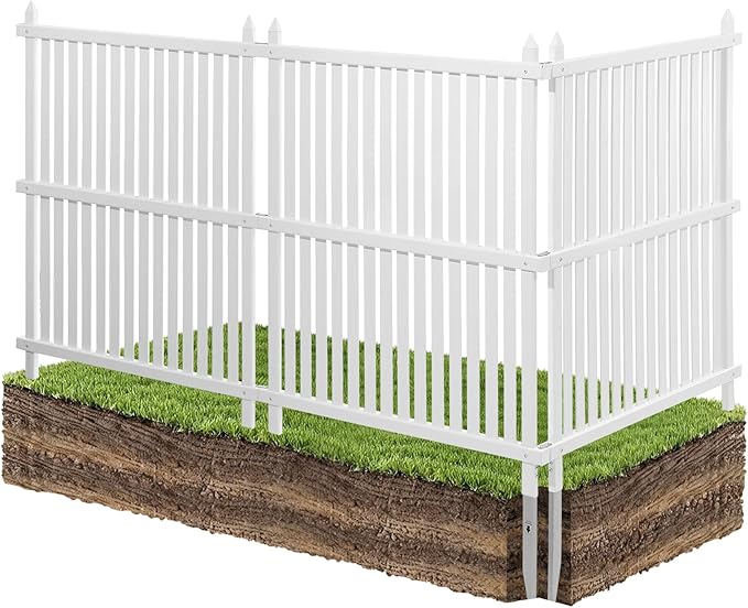VEVOR 3 Panels Outdoor Privacy Screen, 36 x 45 in Air Conditioner Fence with 19.7 in Ground Stakes, Pool Equipment Enclosure, Strip Vinyl Privacy Fence, Ideal for Trash Can and A/C Units, White VEVOR