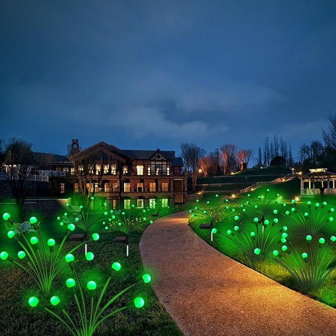 Solar St Patricks Day Lights Outdoor, 6 Pack 60 LED Solar Green Firefly Lights Waterproof, Sway by Wind, Swaying Light for Yard Patio Backyard Garden Planter Flower Bed Pathway Outdoor Decoration KohlrabiDecor