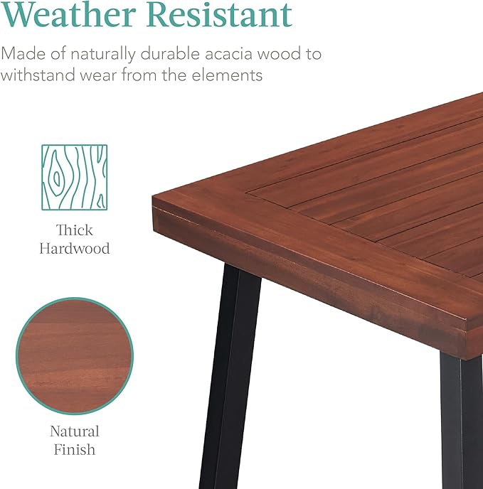 Best Choice Products 6-Person Indoor Outdoor Acacia Wood Dining Table, Picnic Table w/Powder-Coated Steel, 350 Pound Capacity Legs - Walnut Brown BestChoiceProducts