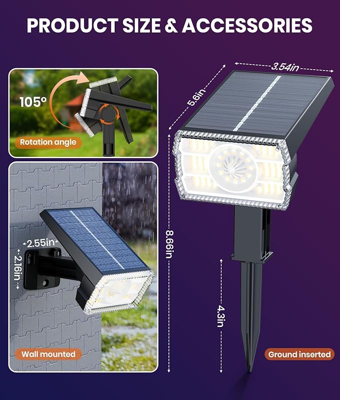 1 Pack Solar Outdoor Lights Waterproof IP67,Spotlights 6 Colors Changing+10 Lighting Modes Christmas Easter Solar Garden Lights Colored Landscape Spot Lights Outdoor Lighting for Yard Pool Patio Professionalproductionofsolarlightsoutdoor%EF%BC%9A%EF%BC%89