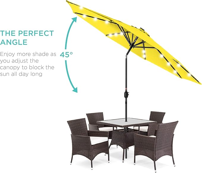 Best Choice Products 10ft Solar Polyester LED Lighted Patio Umbrella w/Tilt Adjustment and UV-Resistant Fabric BestChoiceProducts