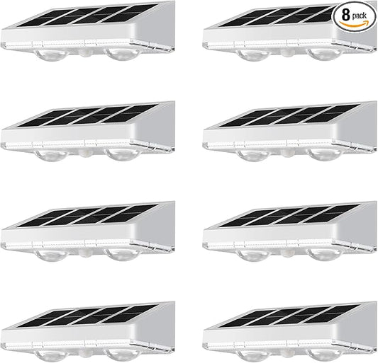 NIORSUN Solar Fence Lights,8 Pack Solars Deck Light,Warm White Color,Outdoor Bulb Waterproof Led IP65,Power Patio Lamp with Lenses for Outside/Backyard/Railing/Yard（White） NIORSUN
