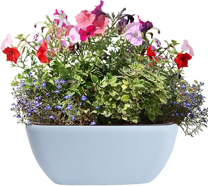 Vencer 10.8 Inch Plastic Square Self Watering Planter,Water Indicator,Modern Decorative Planter Pot for All House Plants Flowers,Herbs,Vegetables,Tropical,Blue,VF-049B Vencer