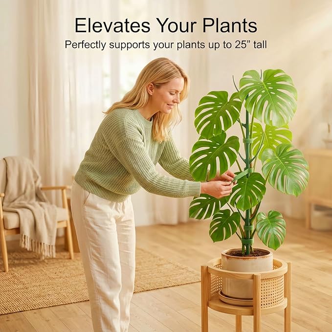 20-Pack Monstera Plant Support Stakes - Stackable Sticks for Indoor Plants up to 46" - Outdoor Garden Poles & Trellis with Tape & Twist Tie for Climbing Vines Unijoy