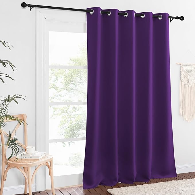 NICETOWN Blackout Curtains 84 Inch Length, Thermal Insulated Curtains for Bedroom Grommet Energy Saving Room Darkening Drapes for Living Room Window, 1 Panel, Royal Purple, 66" W x 102" L NICETOWN