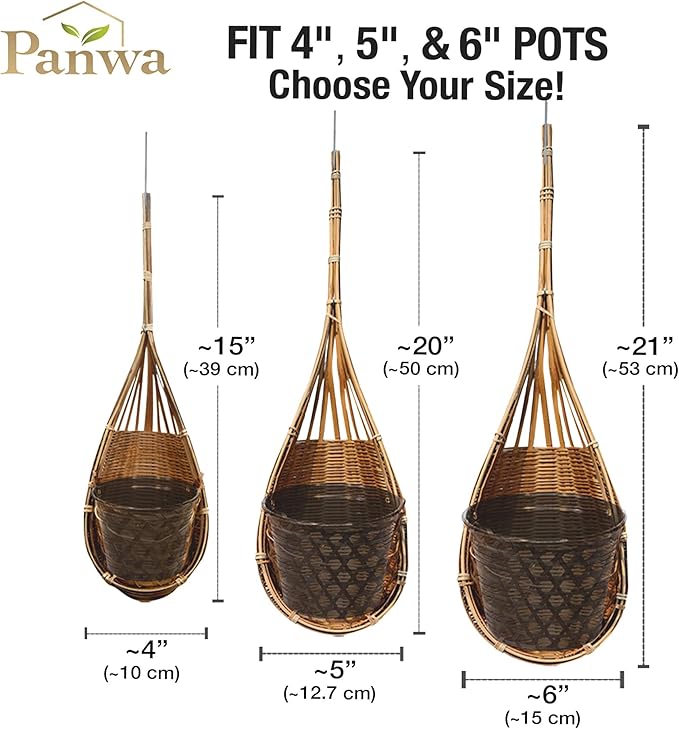 Handmade 100% Thai Bamboo Hanging Orchid Basket – 4 Inch, 5 Inch, 6 Inch (Triple Set) Panwa