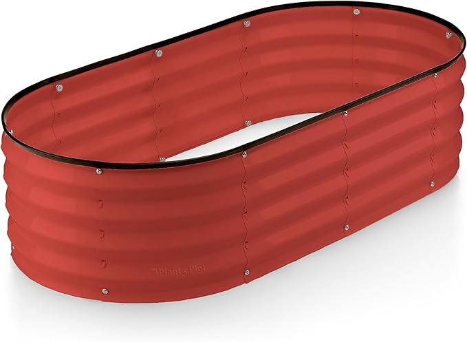 Plant & Plot Galvanized Raised Garden Beds Outdoor // 4×2×1 ft Planter Raised Beds for Gardening, Vegetables, Flowers // Large Metal Garden Box (Red) // Patented Tool-Free Design PlantPlot