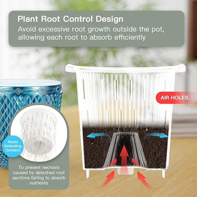 QCQHDU 2 Pack Self Watering Pots, 5.7 Inch Flower Pots with Drainage Holes and Water Filling Port, Garden Planter for Indoor Outdoor Plants (Klein Blue) QCQHDU