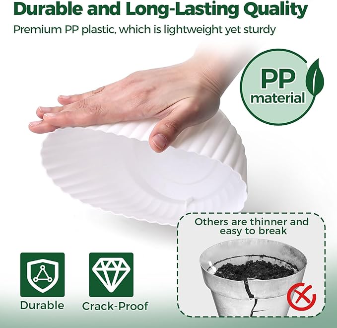 T4U 7 Inch Self Watering Pots for Indoor Plants, 4 Pack Plant Pots, Self Watering Planter for Indoor Plants, Durable Plastic Pots (4 Pack, 7", White) T4U