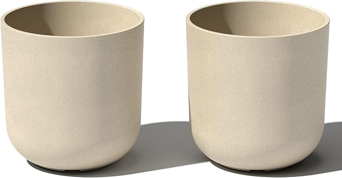 Veradek Mason Series Lima Planter - Round Planter for Indoor or Outdoor Porch/Garden | Made from Plastic-Stone Composite with Drainage Holes | Modern Décor for Succulents, Flowers, Small Plants VeradekOutdoor