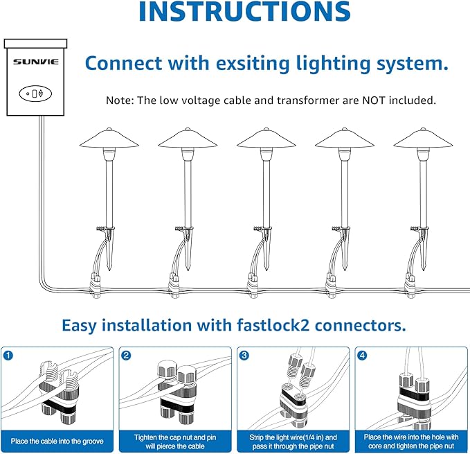 SUNVIE LED Low Voltage Landscape Lights 3W Cast-Aluminum Pathway Lights Low Voltage 12-24V Waterproof Landscape Path Lights 3000K Landscape Lighting for Yard Garden Walkway ETL Listed Cord, 12 Pack SUNVIE